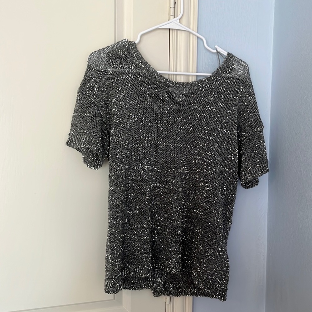 Calvin Klein silver glittery top size XS